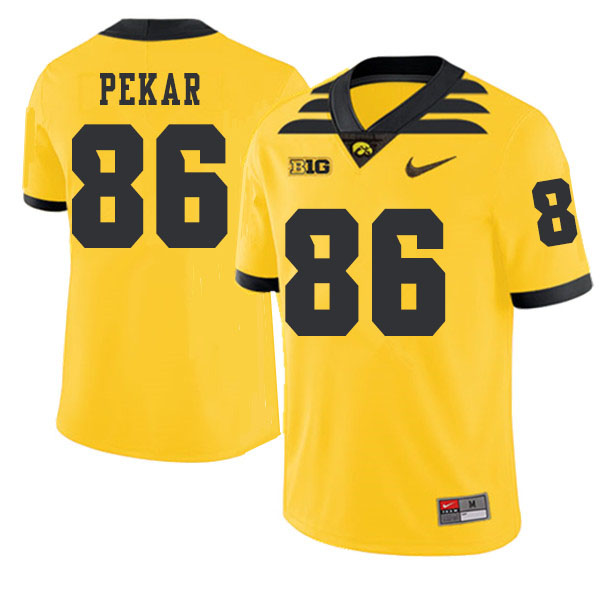 2019 Men #86 Peter Pekar Iowa Hawkeyes College Football Alternate Jerseys Sale-Gold - Click Image to Close